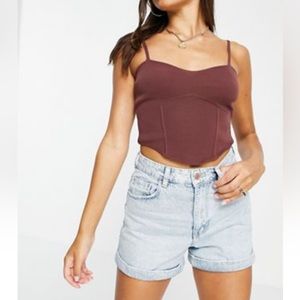 ASOS design knitted brown corset tank top